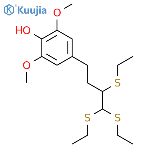Phenol, 2,6-dimethoxy-4-[3,4,4-tris(ethylthio)butyl]- structure