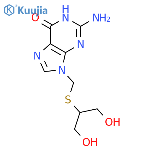 6H-Purin-6-one,2-amino-1,9-dihydro-9-[[[2-hydroxy-1-(hydroxymethyl)ethyl]thio]methyl]- structure