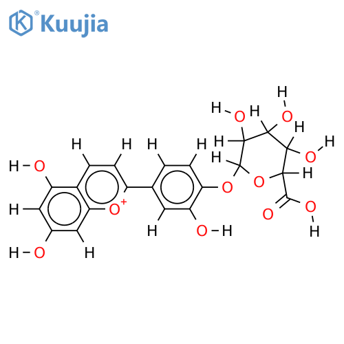 4'-O-beta-D-Glucopyranuronoside-3',4',5,7-Tetrahydroxyflavylium(1+) structure