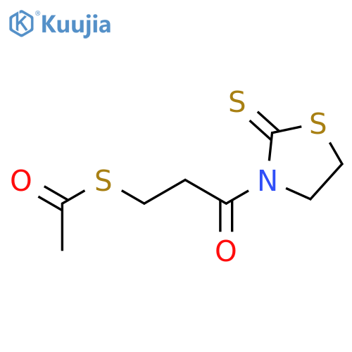 Ethanethioic acid, S-[3-oxo-3-(2-thioxo-3-thiazolidinyl)propyl] ester structure