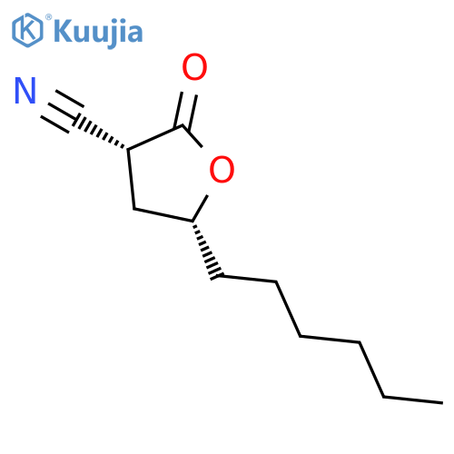 3-Furancarbonitrile, 5-hexyltetrahydro-2-oxo-, cis- structure