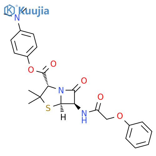 4-Thia-1-azabicyclo[3.2.0]heptane-2-carboxylic acid, 3,3-dimethyl-7-oxo-6-[(phenoxyacetyl)amino]-, 4-(dimethylamino)phenyl ester, [2S-(2α,5α,6β)]- structure