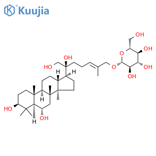 [(24E)-3β,6α,20,21-Tetrahydroxydammar-24-en-26-yl]β-D-glucopyranoside structure