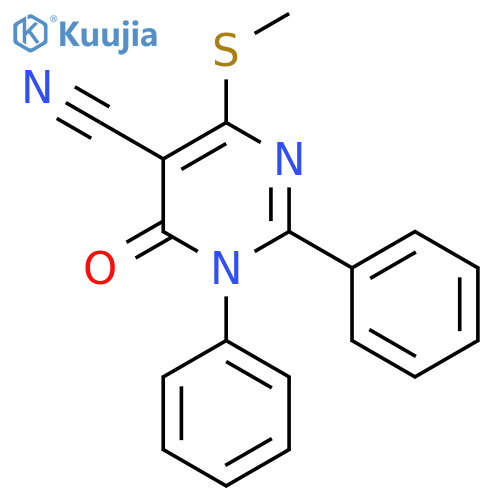 5-Pyrimidinecarbonitrile, 1,6-dihydro-4-(methylthio)-6-oxo-1,2-diphenyl- structure
