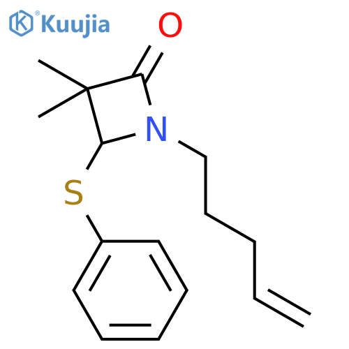 2-Azetidinone, 3,3-dimethyl-1-(4-pentenyl)-4-(phenylthio)- structure