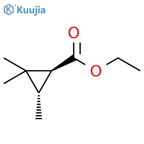 Cyclopropanecarboxylic acid, 2,2,3-trimethyl-, ethyl ester, trans-(-)- structure