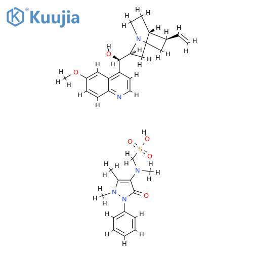 (8&#x3B1;,9R)-6'-methoxycinchonan-9-ol, salt with [(2,3-dihydro-1,5-dimethyl-3-oxo-2-phenyl-1H-pyrazol-4-yl)methylamino]methanesulphonic acid (1:1) structure