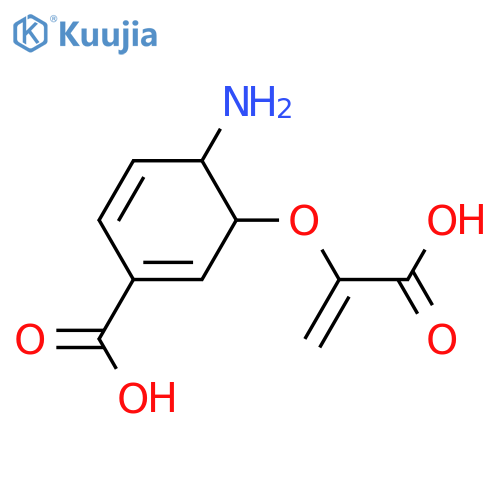4-amino-3-(1-carboxyethenoxy)cyclohexa-1,5-diene-1-carboxylic acid structure