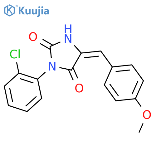 (5Z)-3-(2-chlorophenyl)-5-[(4-methoxyphenyl)methylidene]imidazolidine-2,4-dione structure