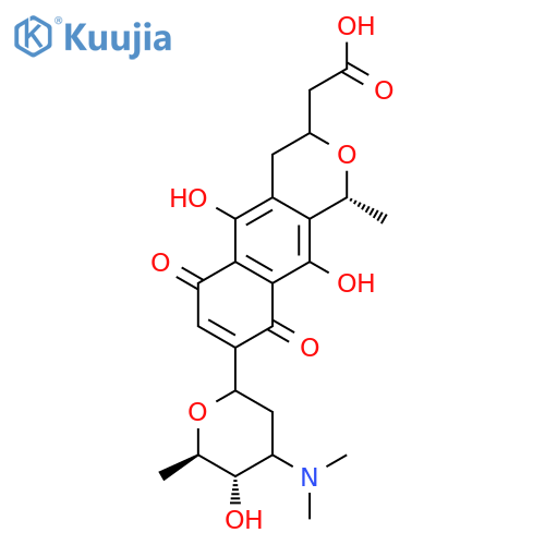 1H-Naphtho[2,3-c]pyran-3-aceticacid,3,4,5,10-tetrahydro-6,9-dihydroxy-1-methyl-5,10-dioxo-8-[2,3,6-trideoxy-3-(dimethylamino)-D-arabino-hexopyranosyl]-,(1R,3S)- (9CI) structure