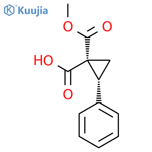 rac-(1R,2R)-1-(methoxycarbonyl)-2-phenylcyclopropane-1-carboxylic acid structure