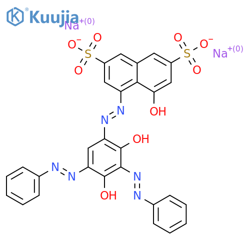disodium 4-[[2,4-dihydroxy-3,5-bis(phenylazo)phenyl]azo]-5-hydroxynaphthalene-2,7-disulphonate structure