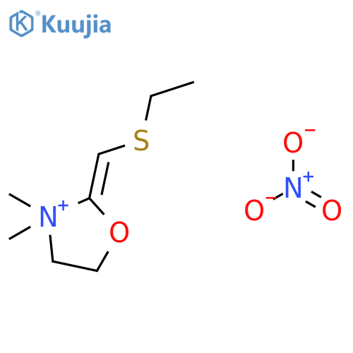 Oxazolidinium, 2-[(ethylthio)methylene]-3,3-dimethyl-, nitrate structure