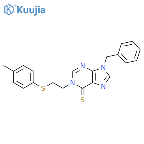 9h-purine-6(1h)-thione, 9-benzyl-1-[2-(p-tolylthio)ethyl]- structure
