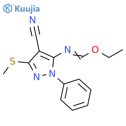 Methanimidic acid,N-[4-cyano-3-(methylthio)-1-phenyl-1H-pyrazol-5-yl]-, ethyl ester structure