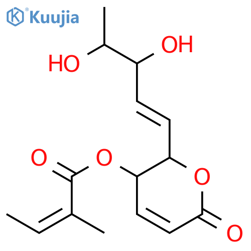 (2S,3S)-2-[(1E,3S,4S)-3,4-dihydroxypent-1-en-1-yl]-6-oxo-3,6-dihydro-2H-pyran-3-yl (2E)-2-methylbut-2-enoate structure