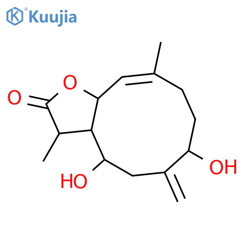 3a,4,5,6,7,8,9,11a-Octahydro-4,7-dihydroxy-3,10-dimethyl-6-methylenecyclodeca[b]furan-2(3H)-one structure