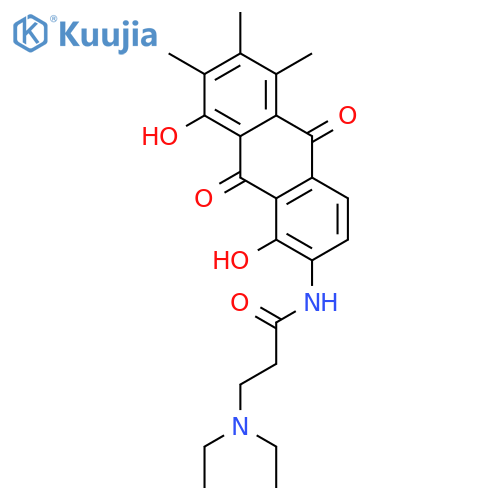N-(1,8-dihydroxy-5,6,7-trimethyl-9,10-dioxo-9,10-dihydroanthracen-2-yl)-N~3~,N~3~-diethyl-beta-alaninamide structure