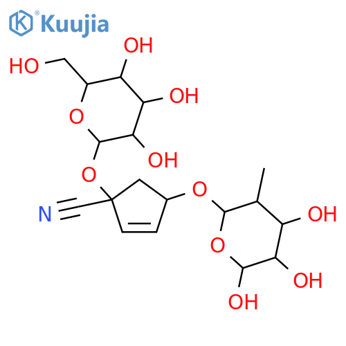 2-Cyclopentene-1-carbonitrile,4-[(6-deoxy-b-D-gulopyranosyl)oxy]-1-(b-D-glucopyranosyloxy)-, (1S,4R)-(9CI) structure