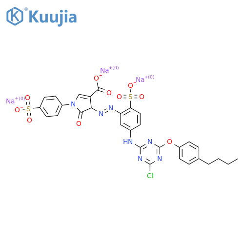 Trisodium;3-[[5-[[4-(4-butylphenoxy)-6-chloro-1,3,5-triazin-2-yl]amino]-2-sulfonatophenyl]diazenyl]-2-oxo-1-(4-sulfonatophenyl)-3H-pyrrole-4-carboxylate structure