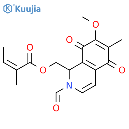 2-Butenoic acid,2-methyl-,(2-formyl-1,2,5,8-tetrahydro-7-methoxy-6-methyl-5,8-dioxo-1-isoquinolinyl)methylester, (Z)- (9CI) structure