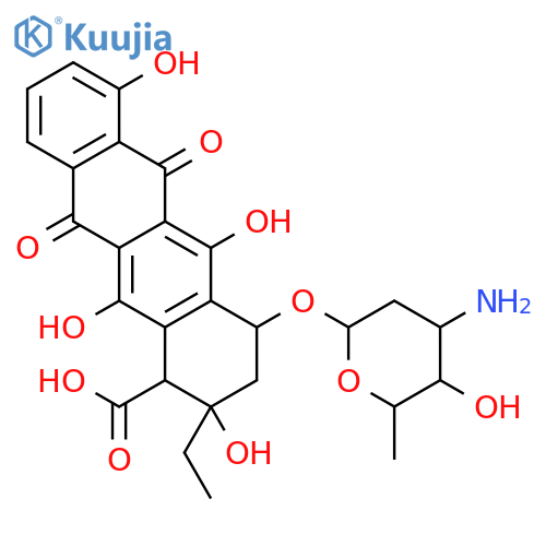 1-Naphthacenecarboxylicacid, 4-[(3-amino-2,3,6-trideoxy-a-L-lyxo-hexopyranosyl)oxy]-2-ethyl-1,2,3,4,6,11-hexahydro-2,5,7,12-tetrahydroxy-6,11-dioxo-,(1R,2R,4S)- structure