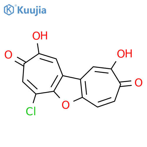 Dicyclohepta[b,d]furan-3,9-dione, 5-chloro-2,10-dihydroxy- structure