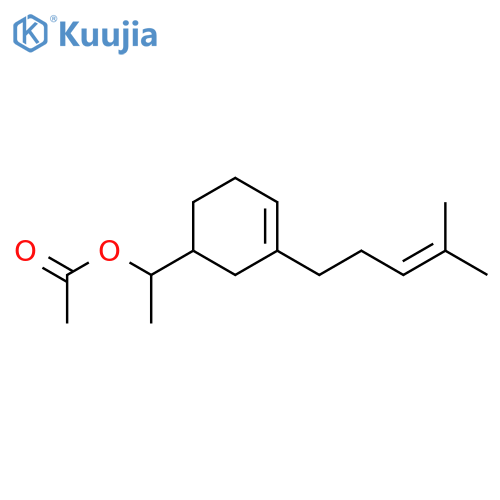 &#x3B1;-methyl-3-(4-methyl-3-pentenyl)cyclohex-3-ene-1-methyl acetate structure