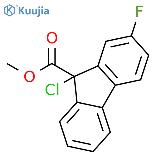 9H-Fluorene-9-carboxylic acid, 9-chloro-2-fluoro-, methyl ester structure