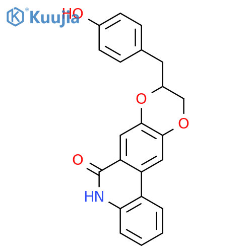 9-(4-hydroxybenzyl)-9,10-dihydro[1,4]dioxino[2,3-j]phenanthridin-6(5H)-one structure