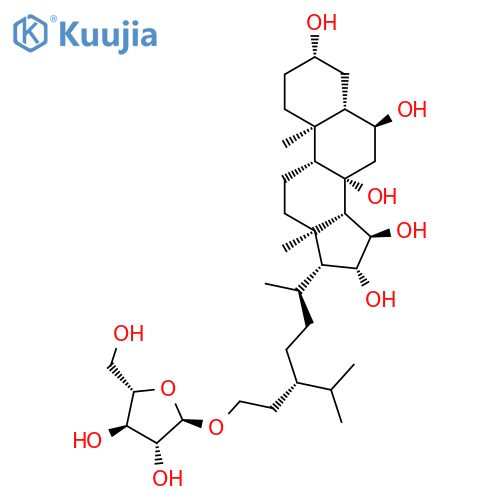 29-(alpha-L-arabinofuranosyloxy)-5alpha-stigmastane-3beta,6alpha,8,15alpha,16beta-pentaol structure