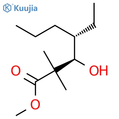 Heptanoic acid, 4-ethyl-3-hydroxy-2,2-dimethyl-, methyl ester, (R*,S*)- structure