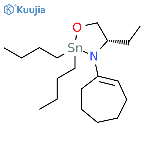 1,3,2-Oxazastannolidine, 2,2-dibutyl-3-(1-cyclohepten-1-yl)-4-ethyl-, (S)- structure
