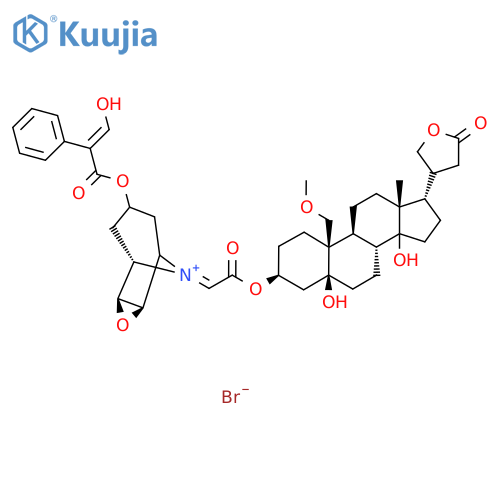 [(1S,2S,4R)-9-[2-[[(3S,5S,8R,9S,10R,13R,17S)-5,14-Dihydroxy-10-(methoxymethyl)-13-methyl-17-(5-oxooxolan-3-yl)-2,3,4,6,7,8,9,11,12,15,16,17-dodecahydro-1H-cyclopenta[a]phenanthren-3-yl]oxy]-2-oxoethylidene]-3-oxa-9-azoniatricyclo[3.3.1.02,4]nonan-7-yl] (E)-3-hydroxy-2-phenylprop-2-enoate;bromide structure