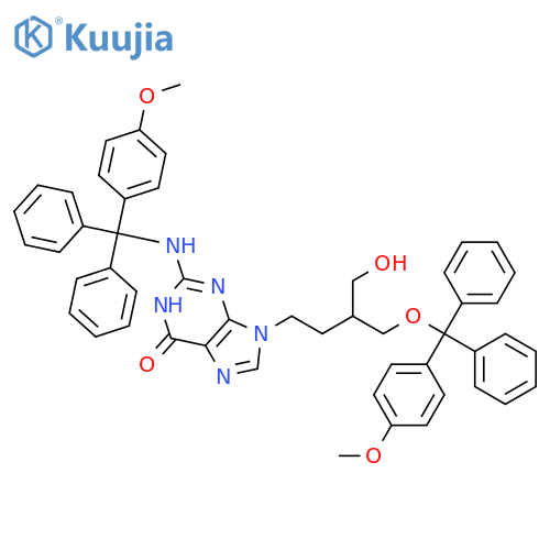 1,9-Dihydro-9-4-hydroxy-3-(4-methoxyphenyl)diphenylmethoxymethylbutyl-2-(4-methoxyphenyl)diphenylmethylamino-6H-purin-6-one structure