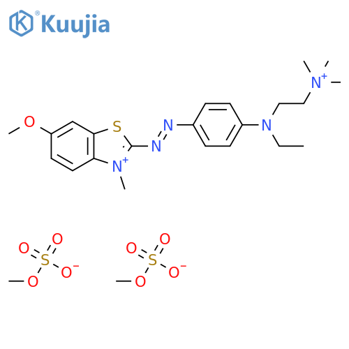 2-((4-(Ethyl(2-(trimethylammonio)ethyl)amino)phenyl)azo)-6-methoxy-3-methylbenzothiazolium bis(methylsulphate) structure