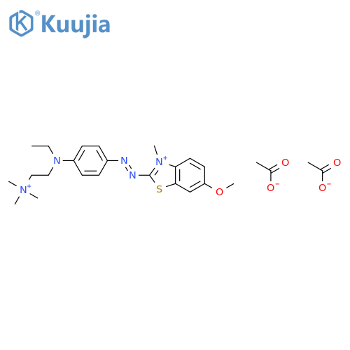 2-((4-(Ethyl(2-(trimethylammonio)ethyl)amino)phenyl)azo)-6-methoxy-3-methylbenzothiazolium diacetate structure