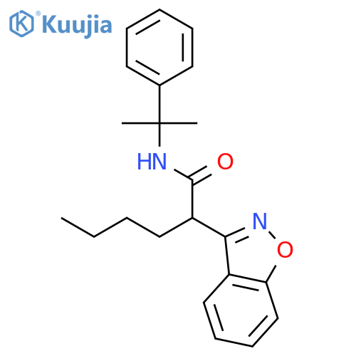 2-(1,2-benzoxazol-3-yl)-N-(2-phenylpropan-2-yl)hexanamide structure