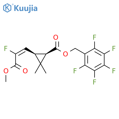 Cyclopropanecarboxylic acid, 3-[(1E)-2-fluoro-3-methoxy-3-oxo-1-propenyl]-2,2-dimethyl-, (pentafluorophenyl)methyl ester, (1R,3R)- (9CI) structure