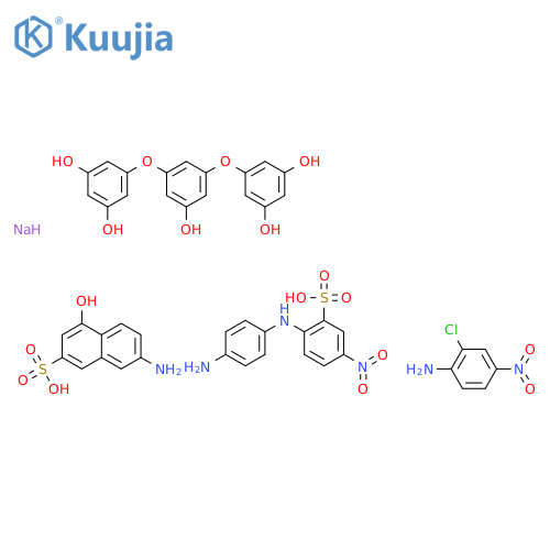 2-Naphthalenesulfonic acid, 7-amino-4-hydroxy-, diazotized, coupled with diazotized 2-[(4-aminophenyl)amino]-5-nitrobenzenesulfonic acid, diazotized 2-chloro-4-nitrobenzenamine and 5,5'-[(5-hydroxy-1,3-phenylene)bis(oxy)]bis[1,3-benzenediol], sodium salts structure