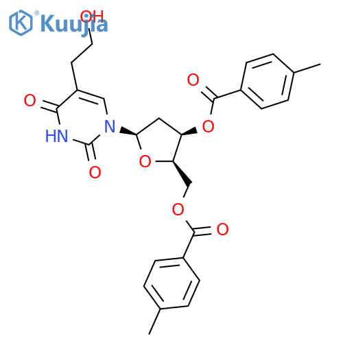 3',5'-Di-O-(p-toluoyl)-5-(2-hydroxyethyl)-2'-deoxyuridine structure