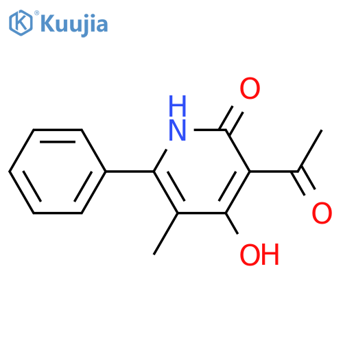 2(1H)-Pyridinone, 3-acetyl-4-hydroxy-5-methyl-6-phenyl- structure