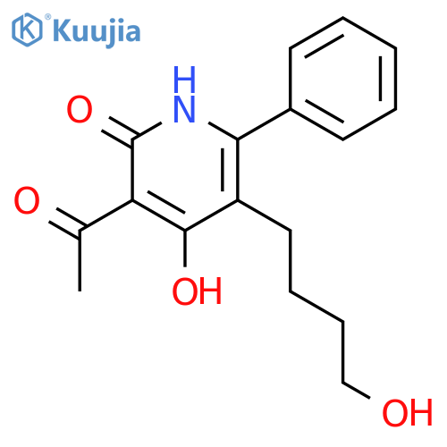2(1H)-Pyridinone, 3-acetyl-4-hydroxy-5-(4-hydroxybutyl)-6-phenyl- structure