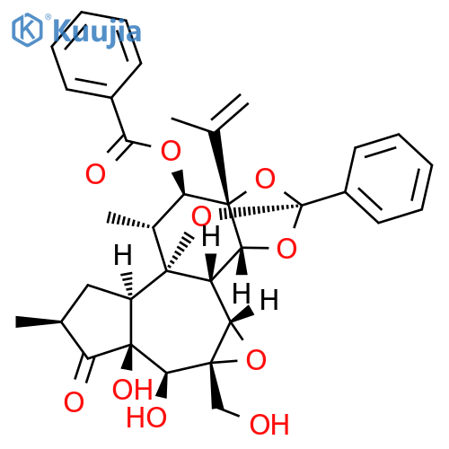 5,5a-dihydroxy-4a-(hydroxymethyl)-7,9-dimethyl-6-oxo-2-phenyl-10a-(prop-1-en-2-yl)dodecahydro-3bH-2,8b-epoxyoxireno[6,7]azuleno[5,4-e][1,3]benzodioxol-10-yl benzoate structure