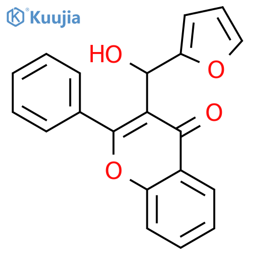 4H-1-Benzopyran-4-one, 3-(2-furanylhydroxymethyl)-2-phenyl- structure