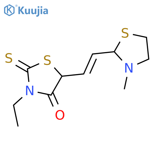 3-Ethyl-5-[2-(3-methyl-1,3-thiazolidin-2-yl)ethenyl]-2-sulfanylidene-1,3-thiazolidin-4-one structure