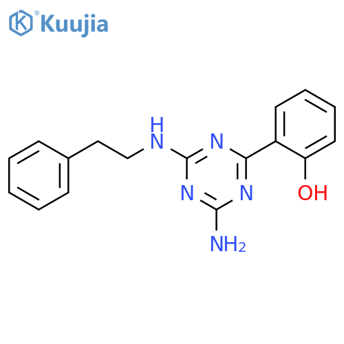 2-{4-amino-6-[(2-phenylethyl)amino]-1,3,5-triazin-2-yl}phenol structure