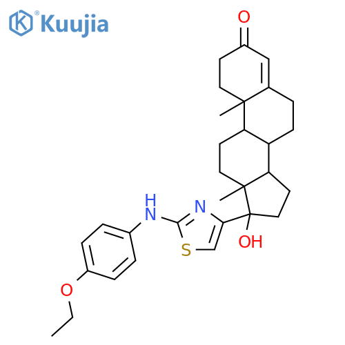 (17alpha)-17-{2-[(4-ethoxyphenyl)amino]-1,3-thiazol-4-yl}-17-hydroxyandrost-4-en-3-one structure