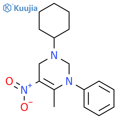 Pyrimidine, 1-cyclohexyl-1,2,3,6-tetrahydro-4-methyl-5-nitro-3-phenyl- structure