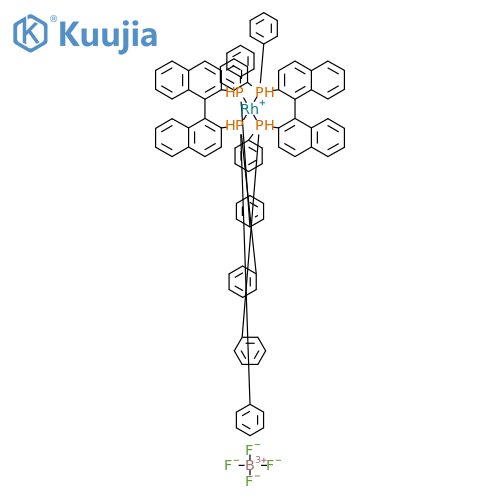 (SP-4-1)-Bis[[1,1'-binaphthalene]-2,2'-diylbis[diphenylphosphine]-P,P']rhodium(1+) tetrafluoroborate(1-) structure